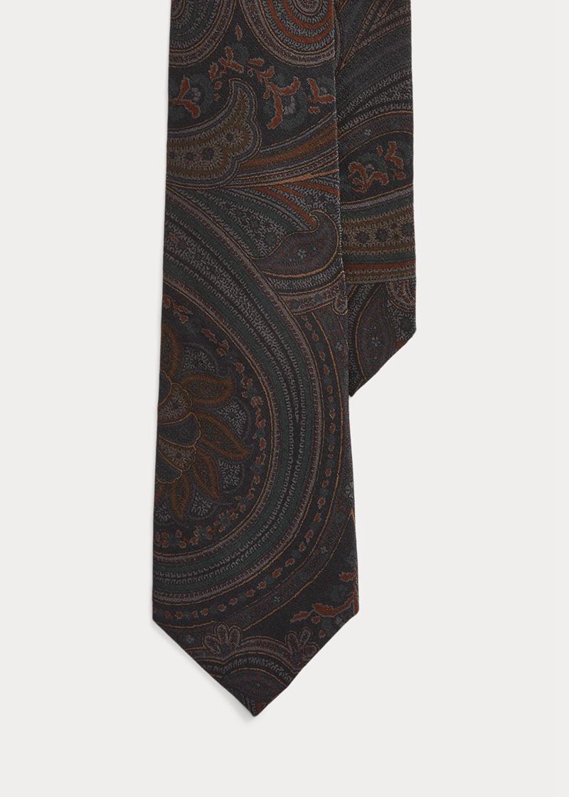 パープル レーベル ネクタイ メンズ グレー Paisley Silk XSODZ7169